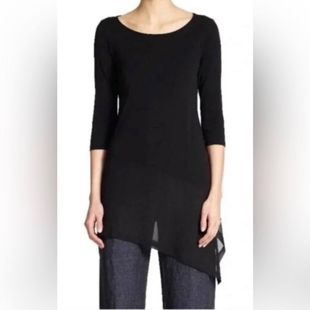 Eileen Fisher Silk Black Asymmetrical Tunic